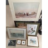 A quantity of pictures to inc prints & watercolours including Oriental subjects, motor racing,