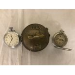 A military stopwatch and compass