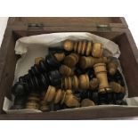 A 19th century treen chess set (one rook replaced)