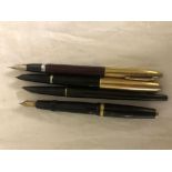 Four fountain pens to inc Parker