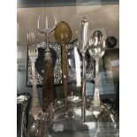 A 19th century marrow scoop; together with a Victorian silver spoon and fork,