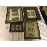 A quantity of framed German banknotes and coins