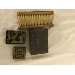 Tunbridgeware brushes and box;