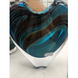 A Peter Layton heart vase: blue multi design