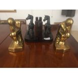 A pair of bronzed horse book ends;