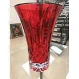 A Waterford cranberry cut glass crystal vase