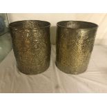 A pair of brass planters