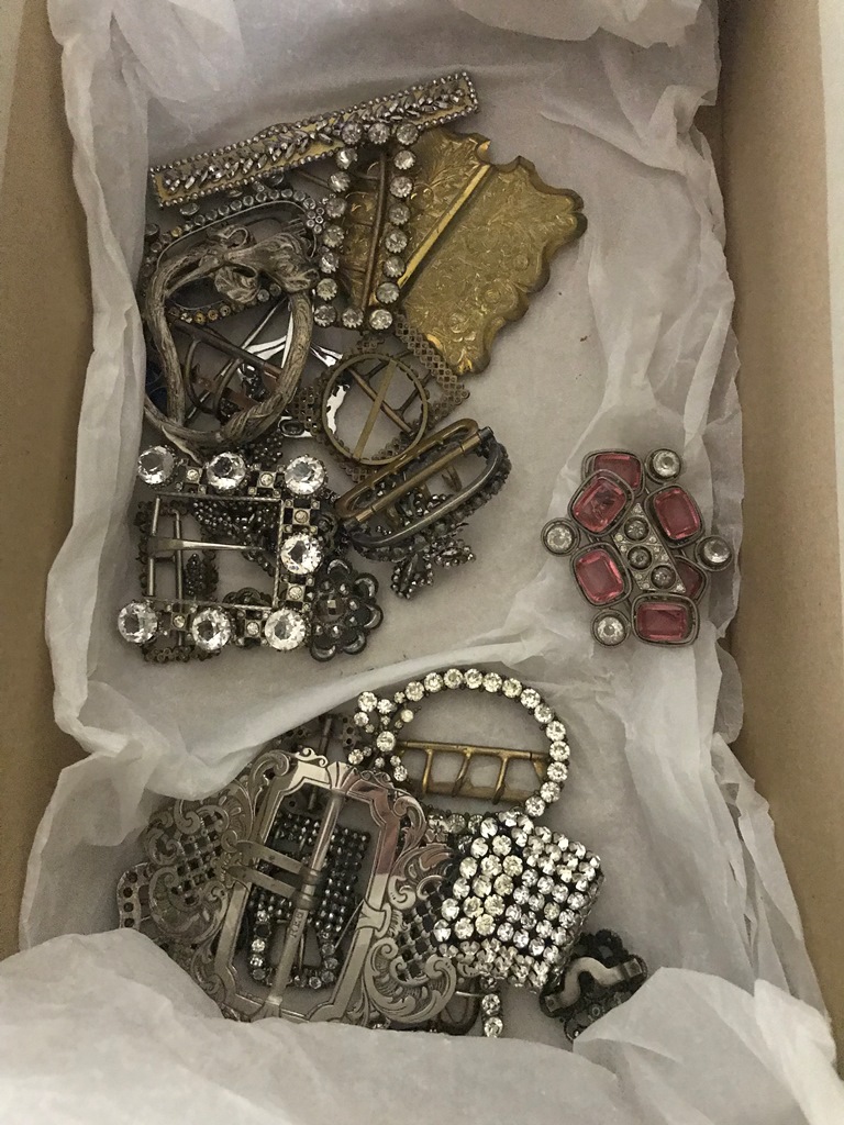 A box of vintage 18th/19th century buckles