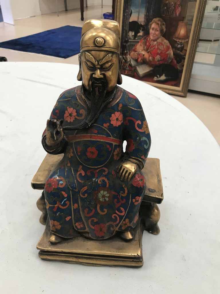 A Chinese seated bronze warlord