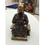 A Chinese seated bronze warlord