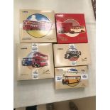 Five boxed Corgi Classic coaches and buses to inc Devon General 75th Anniversary (mint)