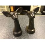 A pair of Art Deco style bronze deer/doe bookends