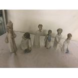 Six Lladro figures to inc girl with slippers,