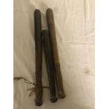 Three police truncheons