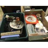 Two boxes of ceramics to inc Goss, Sylvac,