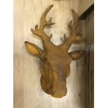 A large cast-iron deer's head