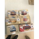 Six boxed Corgi Classic coaches and buses to inc Burlingham Seagull Coach etc (mint)