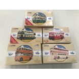 Five boxed Corgi Classic buses (mint)