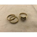 Three 9ct diamond dress rings