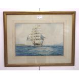 William Minshall Birchall (British, 1884-1941): A ship off the coast, watercolour, signed,