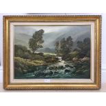 Keith Burtonshaw (20th century): Wensleydale riverscene, oil on board, signed lower left,
