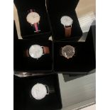 Five boxed watches to inc Daniel Wellington