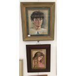 Two portraits to inc a pastel by Denis Coote, 35 x 28cm,