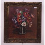 Albert Woods (1871-1944): 'Mixed Summer Flowers in a Vase', oil on canvas board, signed,
