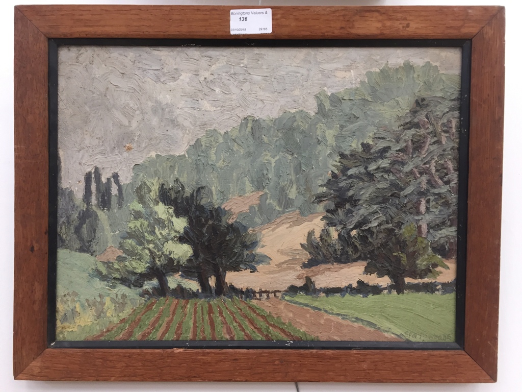 Roland Spottiswoode (20th century): Landscape study, oil on canvas, signed & dedicated verso,