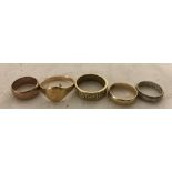 Five 9ct rings