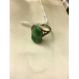 9ct green jade set ring,