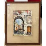 British School (20th century): Study of a Continental archway, watercolour,