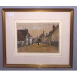 English School (19th century): A watercolour depicting a street scene, signed,