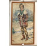 Polish School (20th century): Full length portrait study of a man, watercolour,