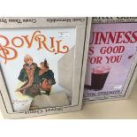 A pair of enamel advertising signs: Guinness and Bovril