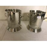 A pair of chromed metal "Louis Rederer" ice buckets