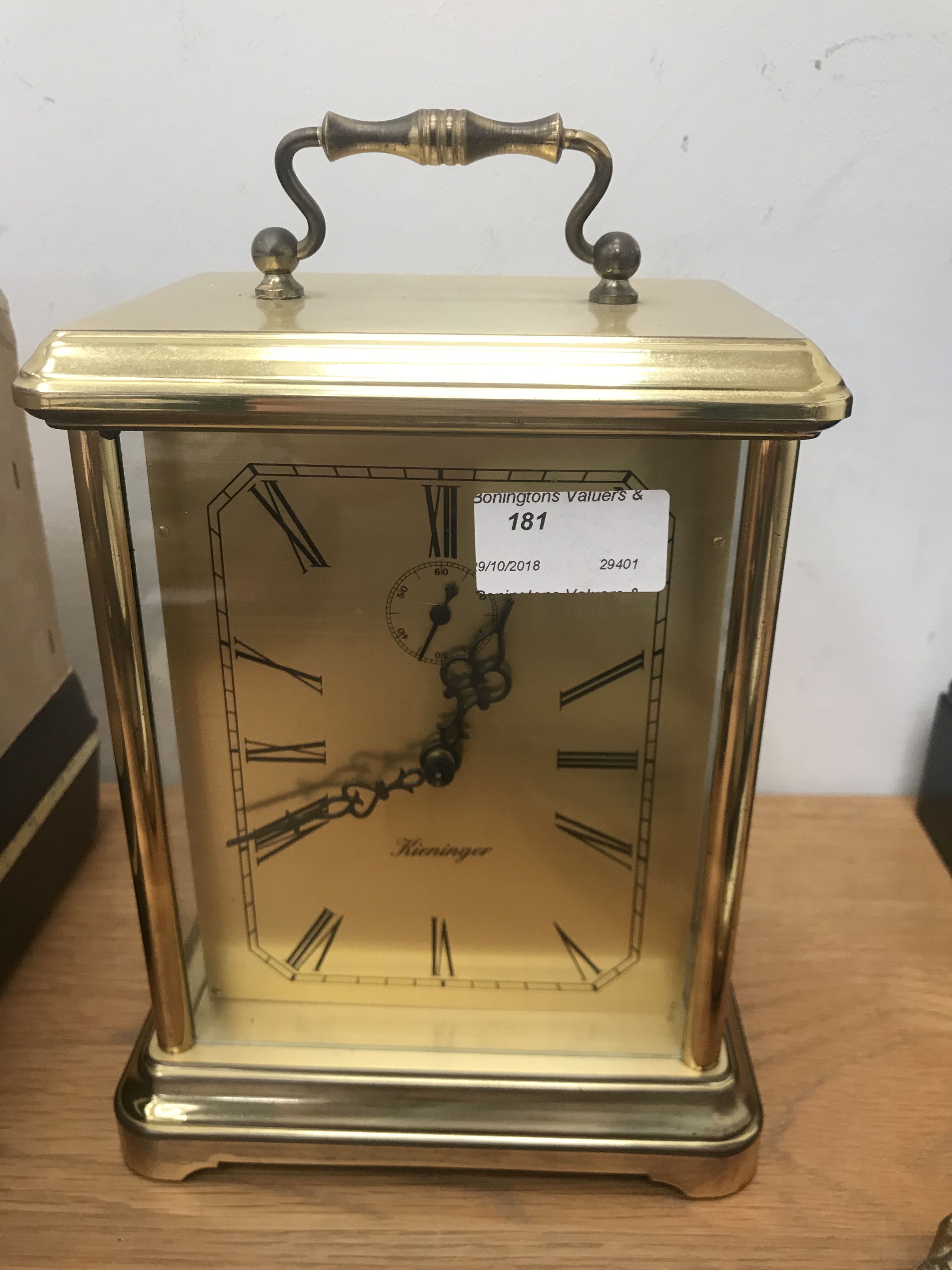 A large Kieninger four-chime mantel carriage clock