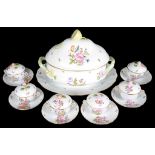 A Herend Hand-Painted Part Dinner Service: Comprising a tureen,