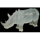 A Daum Crystal Rhinoceros: "Le Rhinoceros Blanc", boxed with certificate,