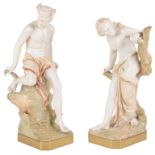 Two Royal Worcester Figurines: "Mercury" by George Evans & "The Bather Surprised".