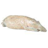 An Egyptian Faience Hippo: L 13 x W 5 cm