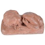 Marcel André Bouraine (French, 1886-1948): A young child sucking its thumb, terracotta sculpture,