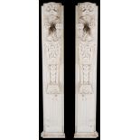 A Pair of Large Pine Fireplace Surrounds: English, pinewood, 18th/19th century,