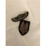 An SAS qualification wings and beret badge,