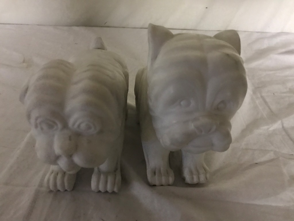 A pair of marble Dogs of Fo