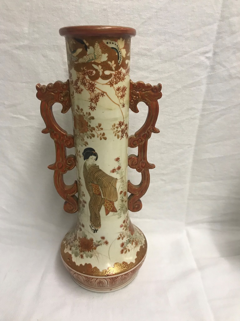A Kutani twin-handled vase