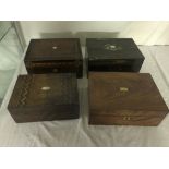 Four 19th century mahogany work boxes