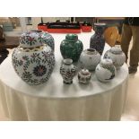 A quantity of Oriental vases to inc ginger jars etc