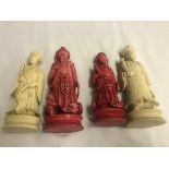 Two pairs of 19th century ivory chess pieces (Kings and Queens)