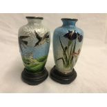 A pair of miniature cloisonne vases